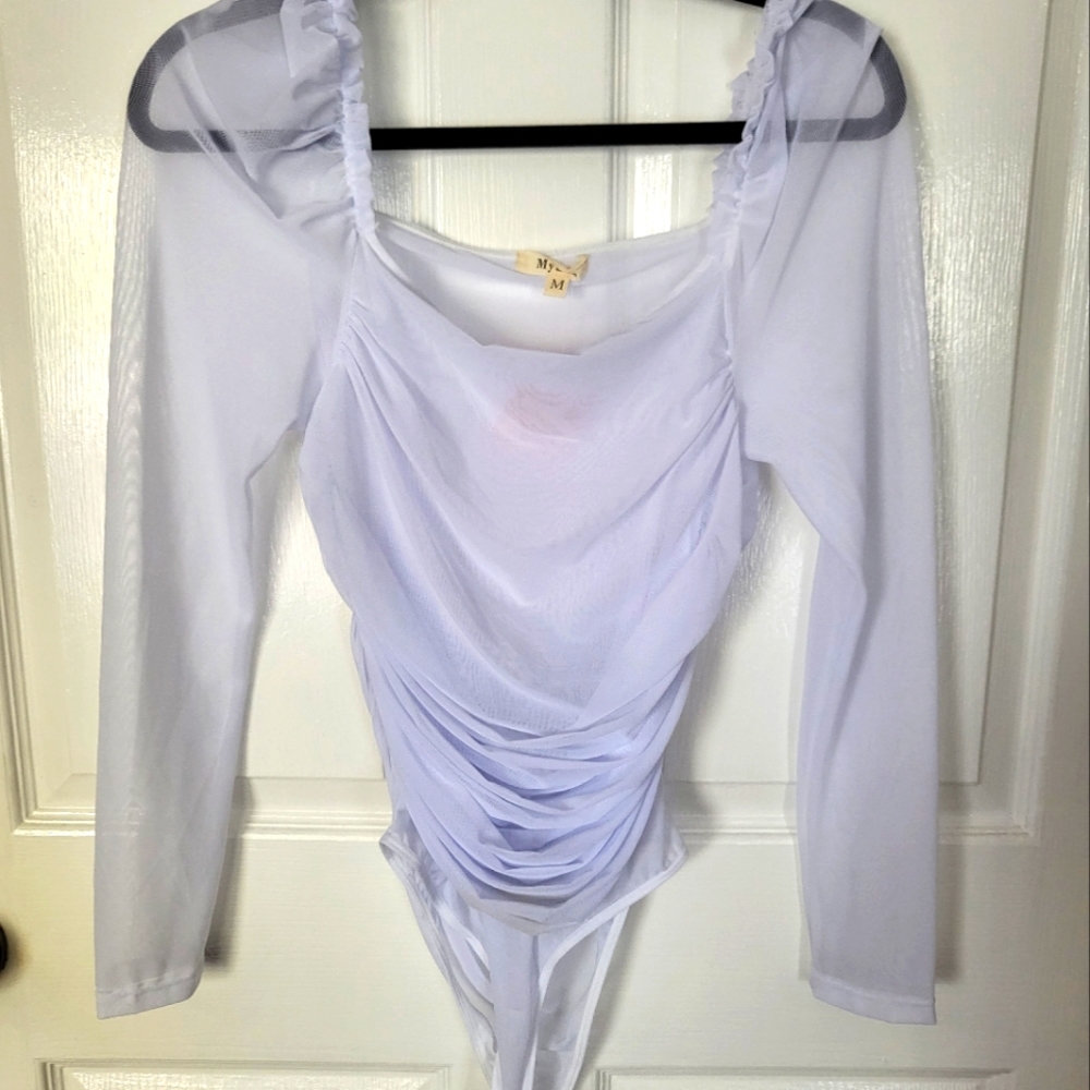 Mesh white bodysuit sz M